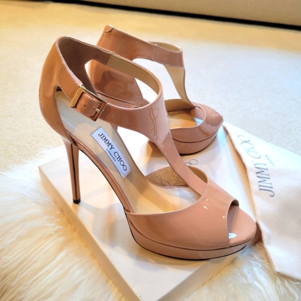 NWT Jimmy Choo Totem Patent Leather Stilleto Platform Heels Women's Size 41